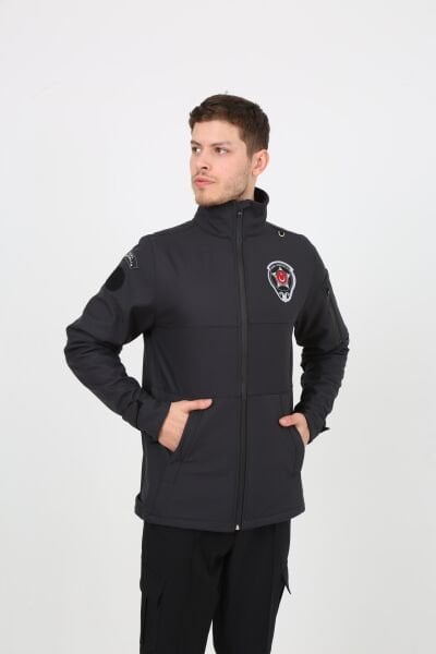 Yeni Kamu Personel Özel Güvenlik Kışlık Softshell Mont Füme - M - Dokuma Arma
