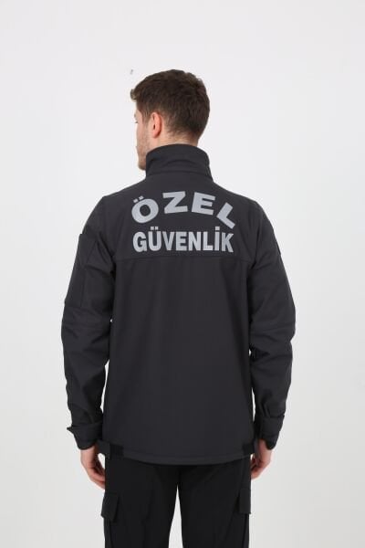 Yeni Kamu Personel Özel Güvenlik Kışlık Softshell Mont Füme - M - Dokuma Arma