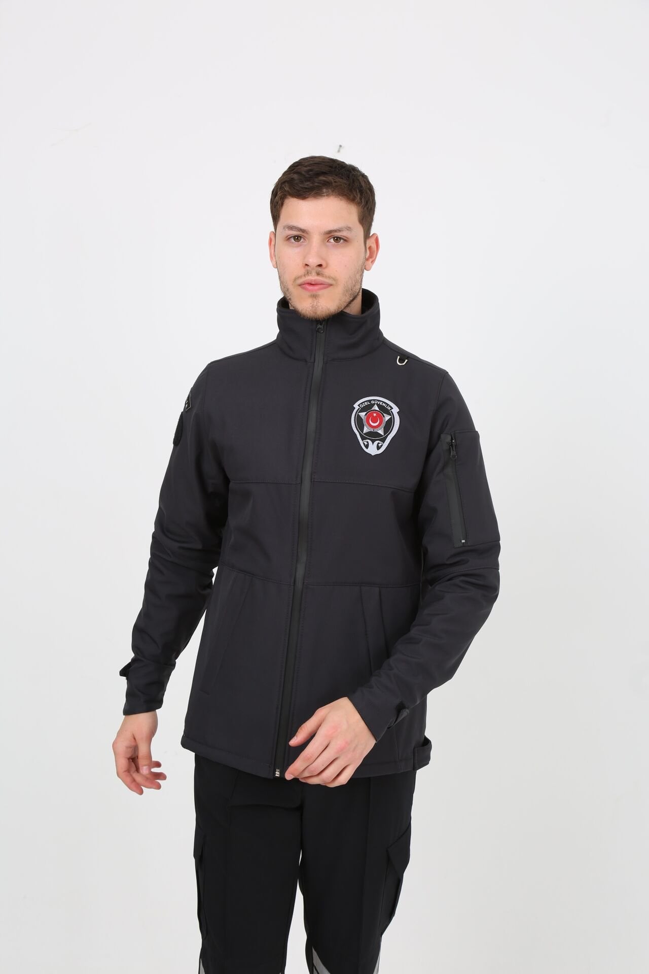 Yeni Kamu Personel Özel Güvenlik Kışlık Softshell Mont Füme - M - Dokuma Arma