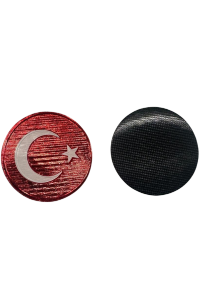 Türk Bayrağı 3D Arması Yuvarlak Bayrak Arma Bayrak Patch (Yuvarlak, 7*7, Arkası Cırtlı)