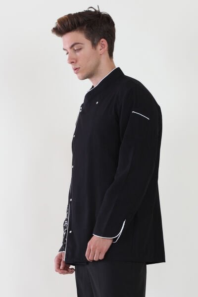 Erkek Modelli Aşçı Ceketi Kaşık Bıçak Desenli