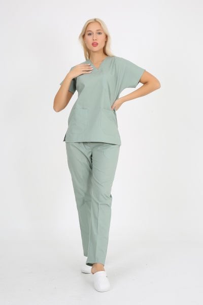 Doktor Hemşire Forması  Limon Küfü Scrubs Takım Terikoton Limon Küfü - XL