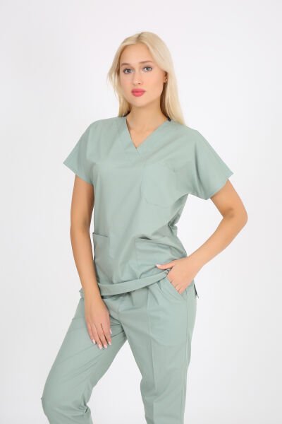 Doktor Hemşire Forması  Limon Küfü Scrubs Takım Terikoton Limon Küfü - XXL