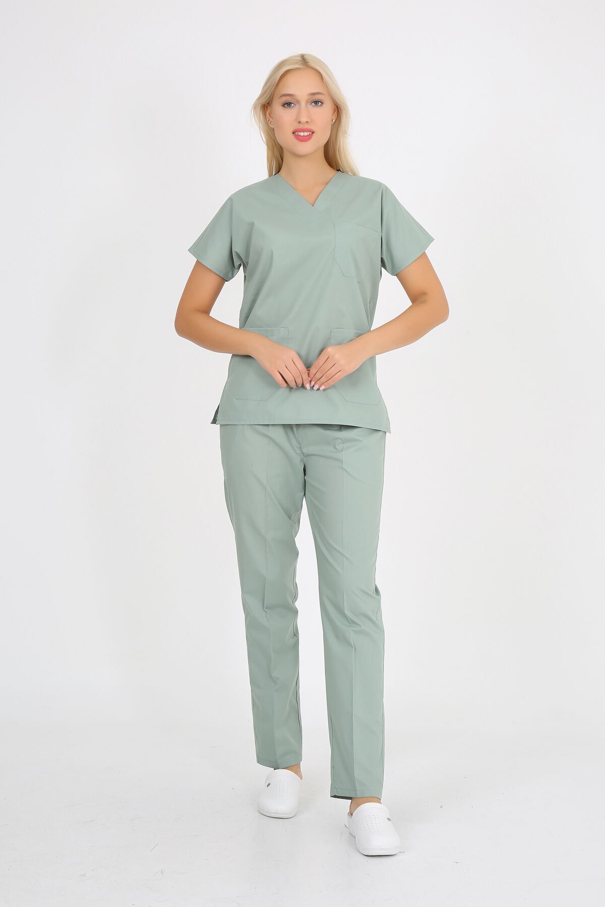 Doktor Hemşire Forması  Limon Küfü Scrubs Takım Terikoton Limon Küfü - XXL