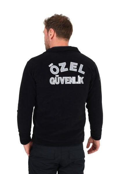 Güvenlik Nakışlı Siyah Polar Mont (Armalı)