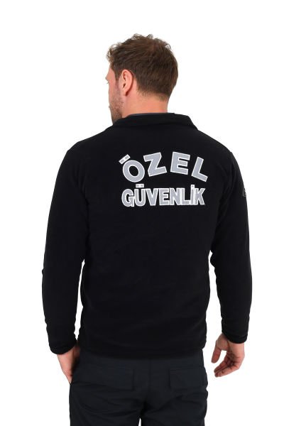Güvenlik Nakışlı Siyah Polar Mont (Armalı)