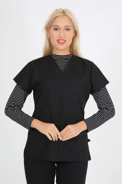 Crop Likralı  Bluz Siyah Beyaz Çizgili Crop İçlik