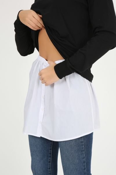 Gömlek Etek İçlik Beyaz Beli Lastikli Gömlek Etek Kurtarıcı İçlik Beyaz - L