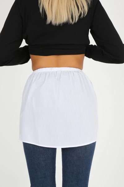 Gömlek Etek İçlik Beyaz Beli Lastikli Gömlek Etek Kurtarıcı İçlik Beyaz - XL