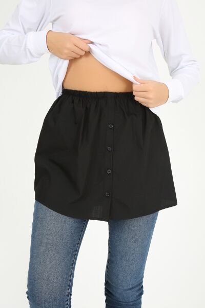 Gömlek Etek İçlik Siyah Beli Lastikli Gömlek Etek Kurtarıcı İçlik Siyah - XL