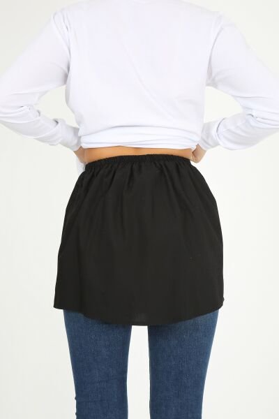Gömlek Etek İçlik Siyah Beli Lastikli Gömlek Etek Kurtarıcı İçlik Siyah - XL